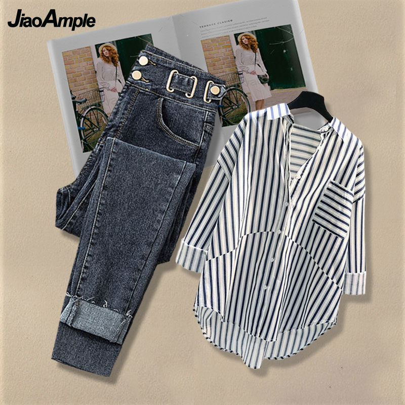 Korean Lifestyle - Conjunto Feminino Primavera/Verão 2026: Blusa Listrada